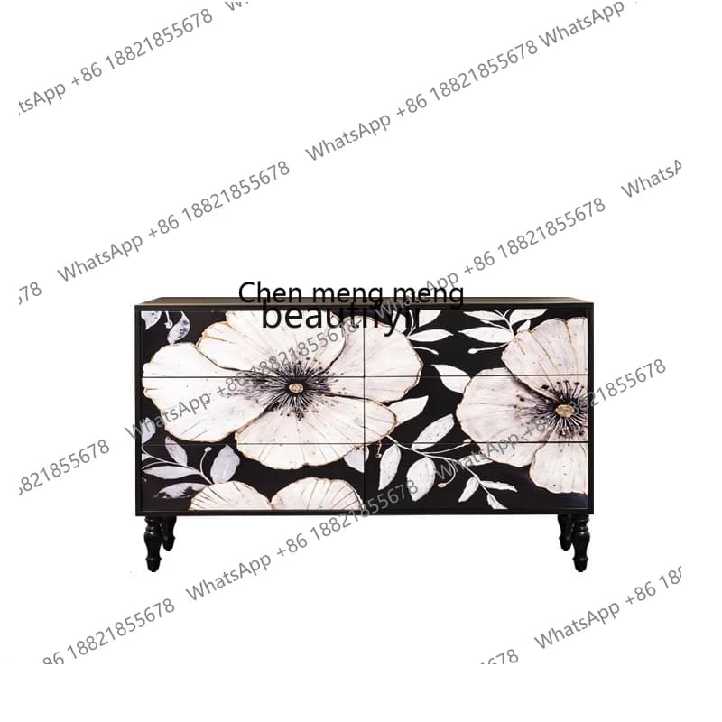 Light luxury camellia six chest villa entry living room large foyer entrance dining side display cabinet