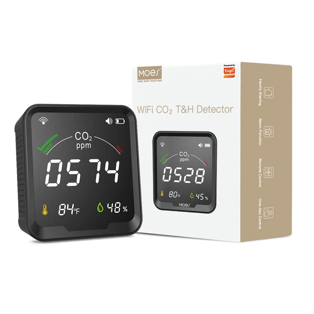 WiFi Graffiti Intelligent Carbon Dioxide Detector 3 in 1 Carbon Dioxide Detector, Temperature and Humidity Air Tester