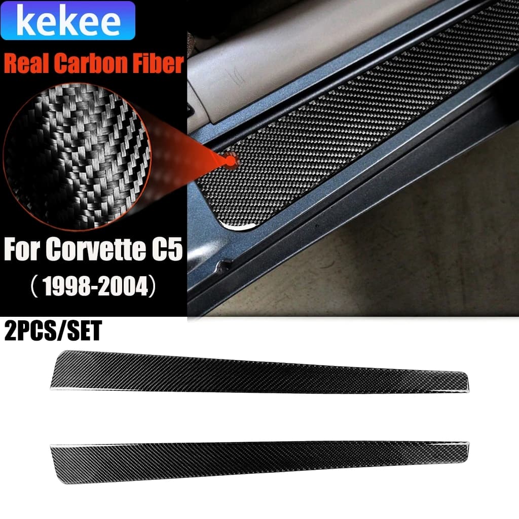 Carbon Fiber Car Accessories Door Sill Threshold Panel Modified Exterior Trim Cover Sticker For Chevrolet Corvette C5 1998-2004