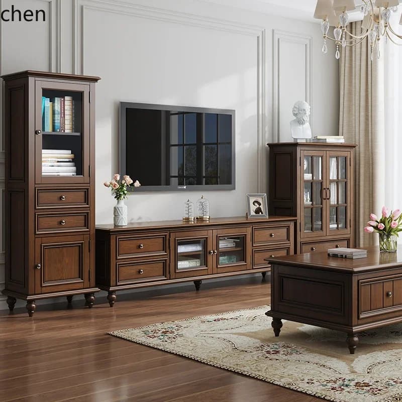 r5.21  rural high cabinet storage retro modern style solid wood single door side cabinet furniture