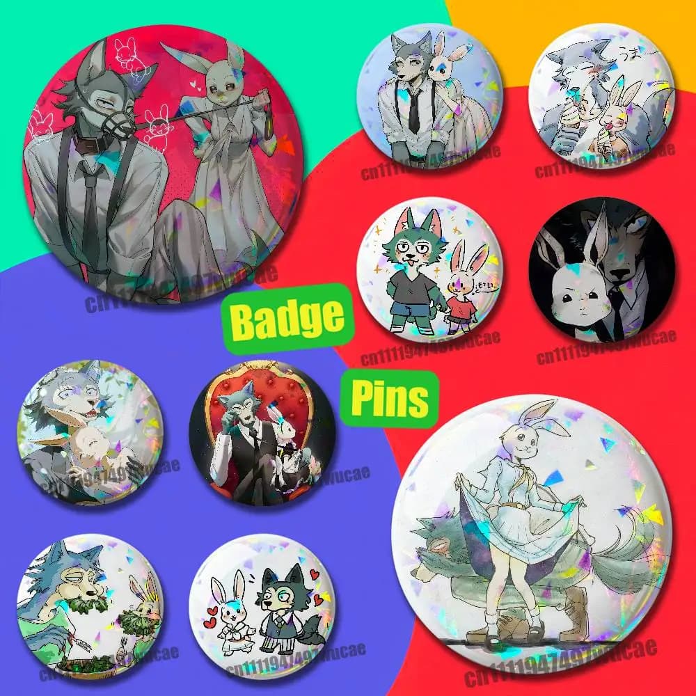 For B-Beastars Legoshi Haru Badge Cover Custom Pin Insignia Emblem Round 25mm 44mm Laser Film