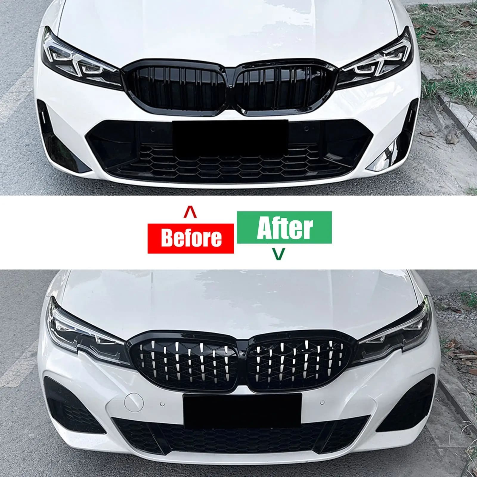 For BMW 3-Series G20 G21 2019-2022 Front bumper Grill Body Kit Tuning Kidney Grille Gloss