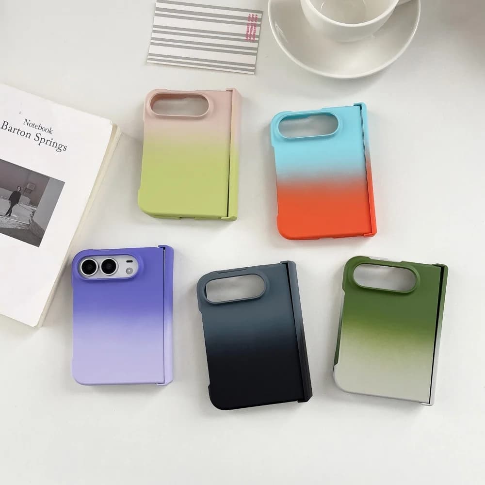 For iPhone Duo Fold Case Color Gradient Frosted Bumper Hinge Protection Matte Shockproof PC Phone Cover 18 ultra