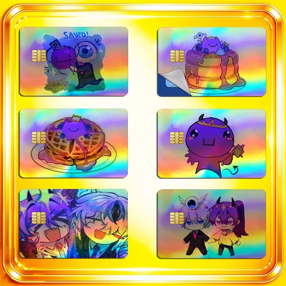 For Tax Duo Egg Chan Wemmbu Credit Bank Sticker ID Access Card Cover Skin Rainbow Color Laser Stickers Film