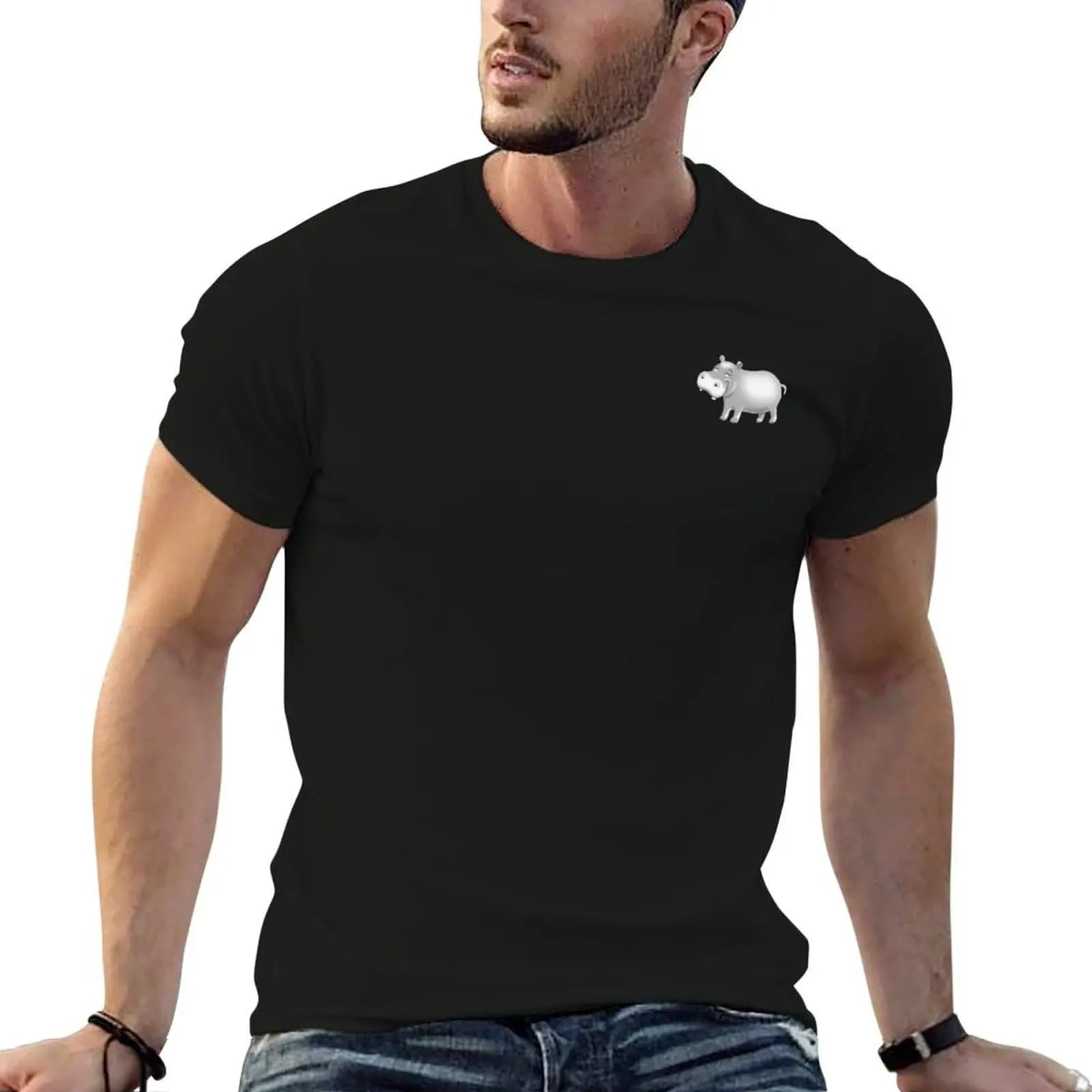 Hippo Cute Hippopotamus on green T-Shirt graphics gifts for boyfriend mens workout shirts