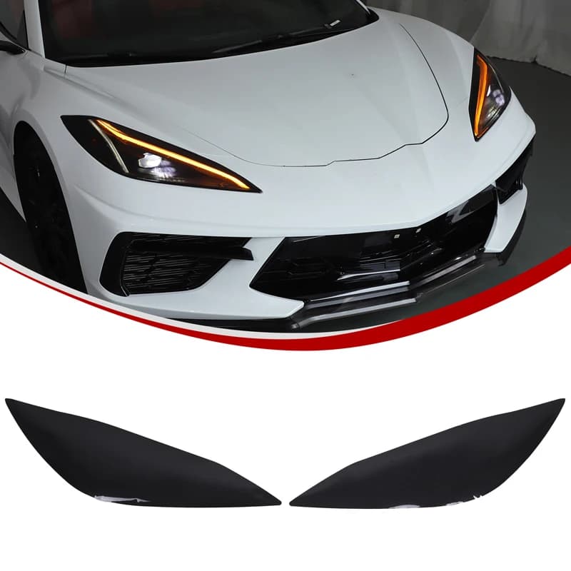 For Chevrolet Corvette C8 2020+ TPU black car headlight film decorative sticker car protection modification accessories