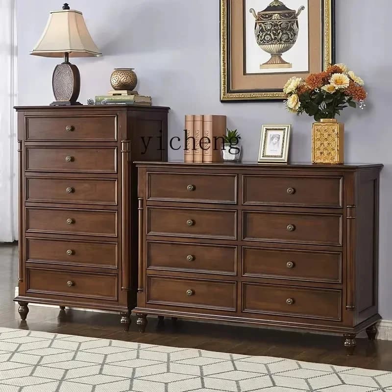 All Solid Wood Chest Of Drawers Living Room Combination Storage Cabinet Bedroom LockerN20