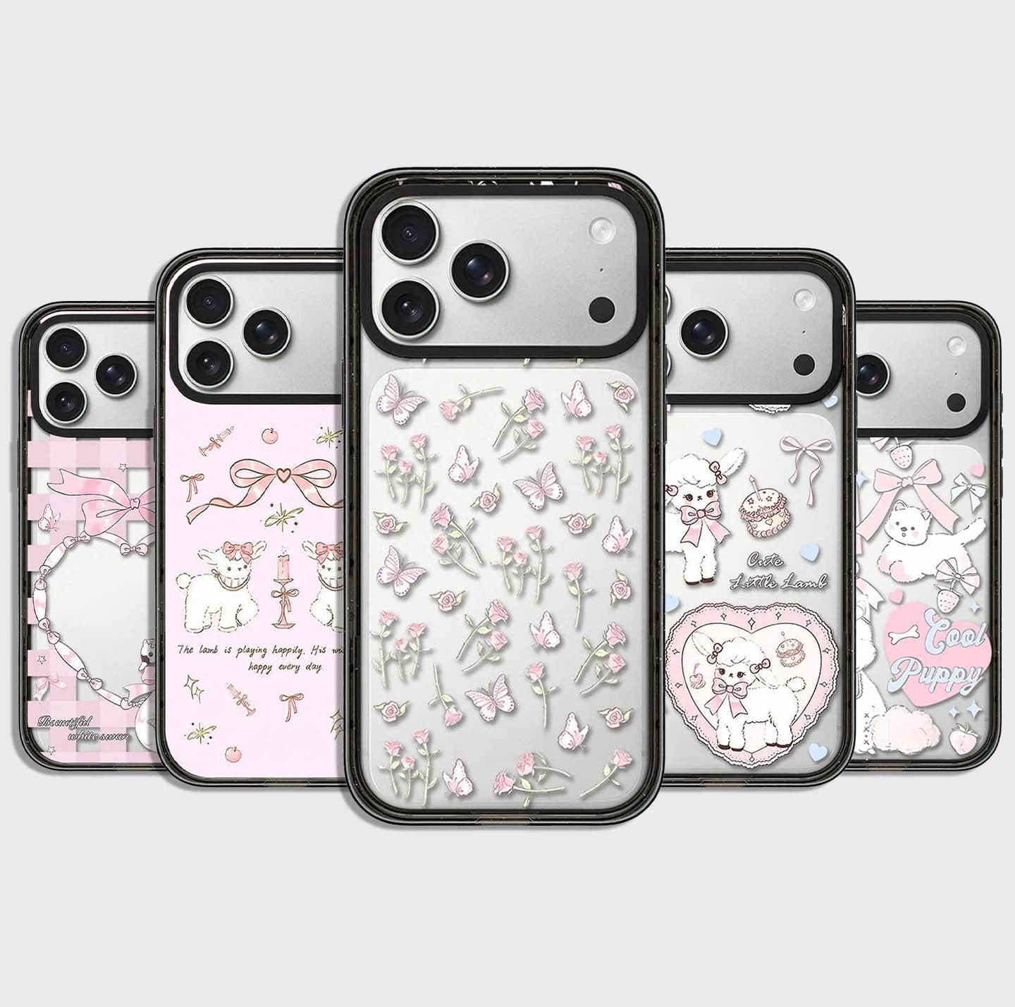 Pink Butterfly Flower Impact Black Border Magnetic Cover for IPhone 12 13 14 15 16 17 Pro Max Case for IPhone 17 Air