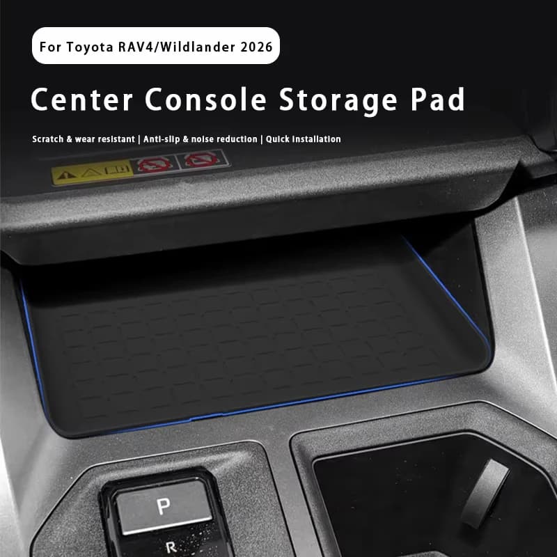 Car Center Storage Box Pad Anti Slip Mobile Phone Protective Mat Silicone Black For Toyota RAV4 2026 Car Interior Accessories