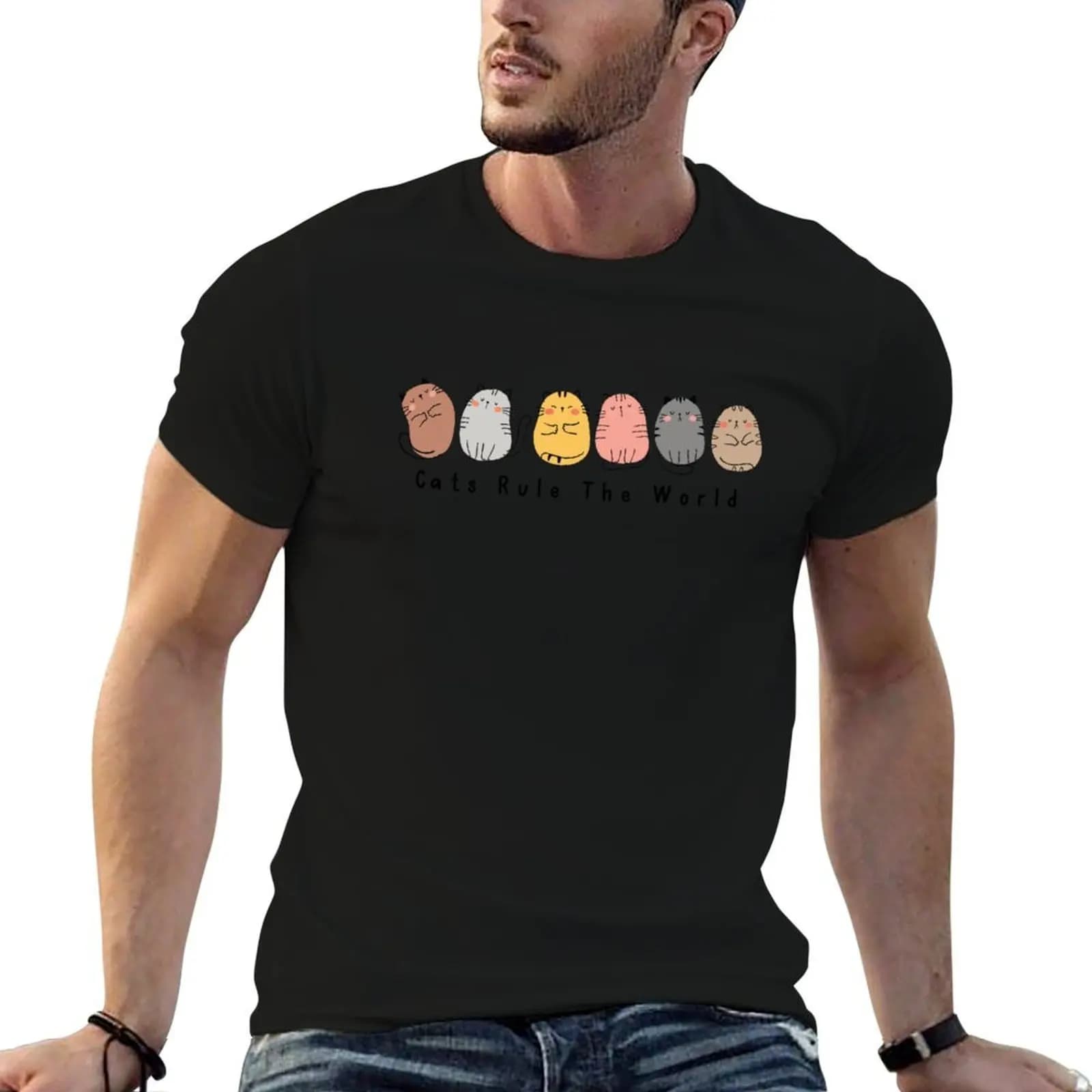 Cute Cats Rule the World T-Shirt Funny t-shirt Personalized t-shirt mens graphic t-shirts funny
