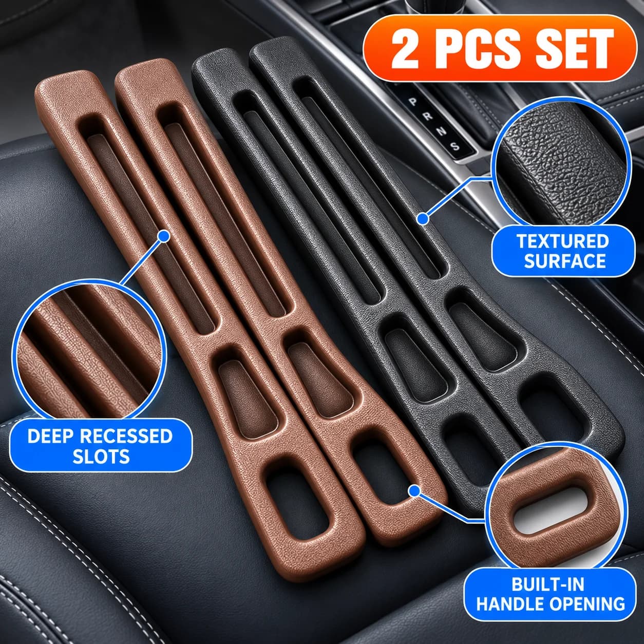Auto Seat Gap Fillers 2PCS Phone Key Storage Organizer Dual Slot Car Interior Accessories