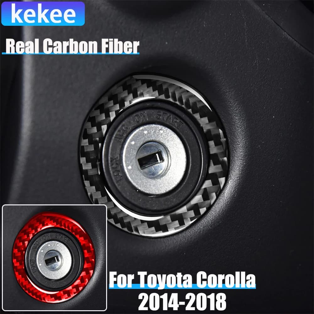 Real Carbon Fiber Car Accessories Engine Start Trim Cover Soft Sticker For Toyota Corolla 11th Gen 2014 2015 2016 2017 2018