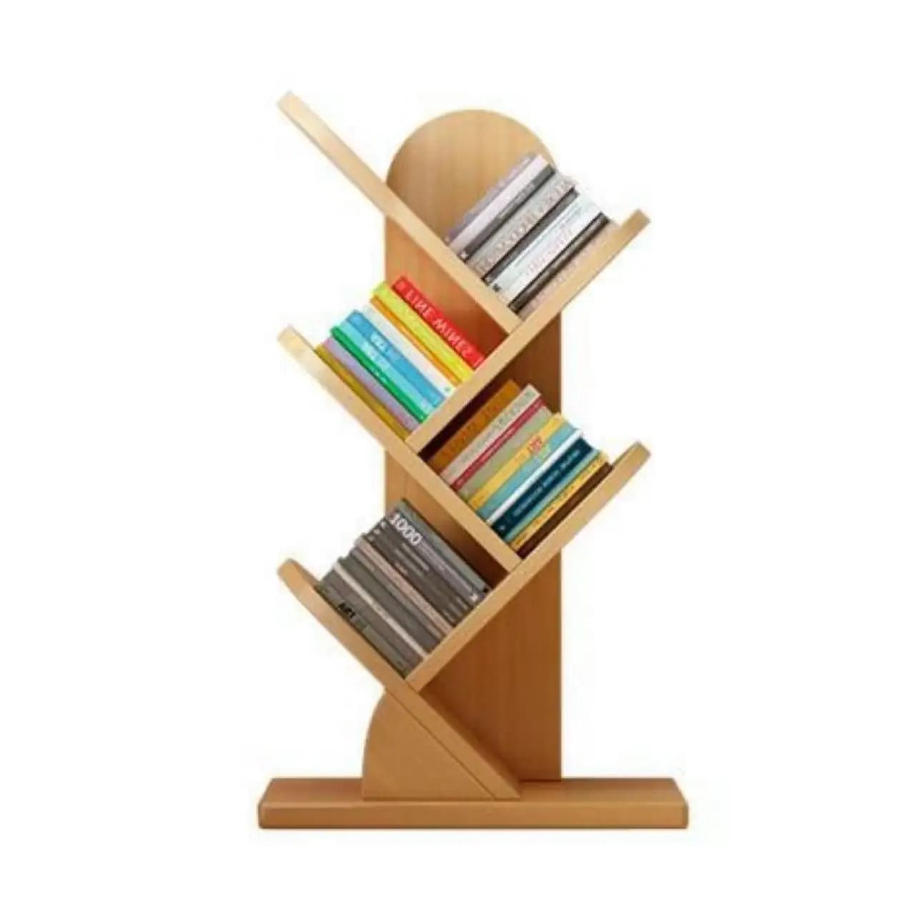 Modern Wooden Corner Bookshelf With Unique Design Great for Home Study Room Book Display Storage