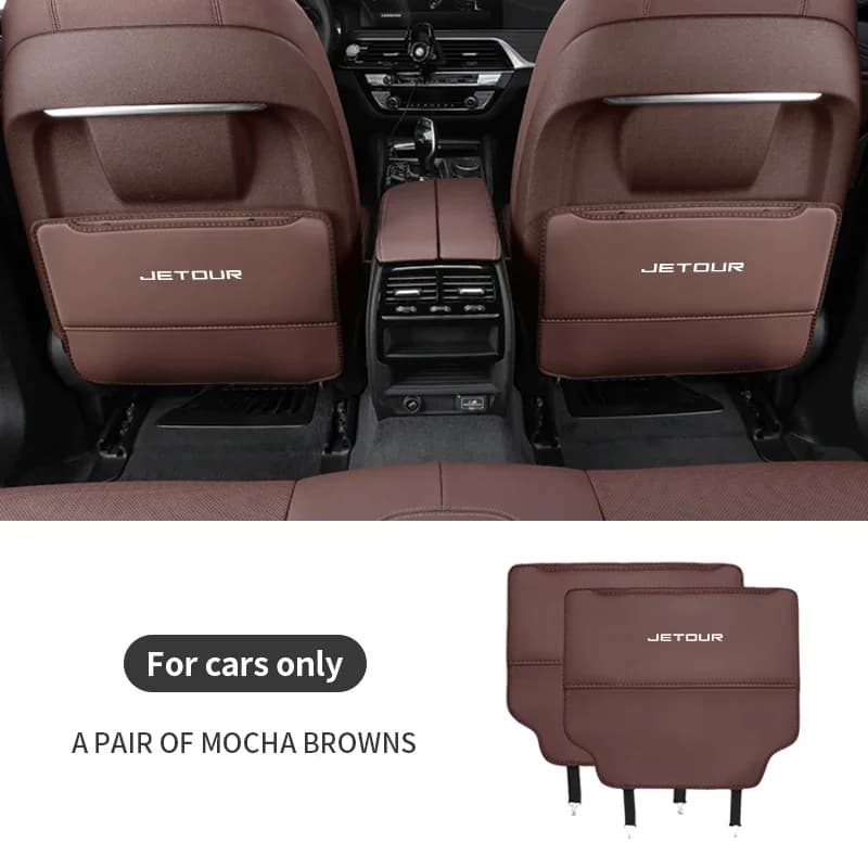 PU Leather Anti‑Kick Seat Back Pad Storage Bag For Chery Jetour X90 Dashing Tiggo 9 Omoda C9 Jaecoo J9 Rear Seat Pocket Accessor