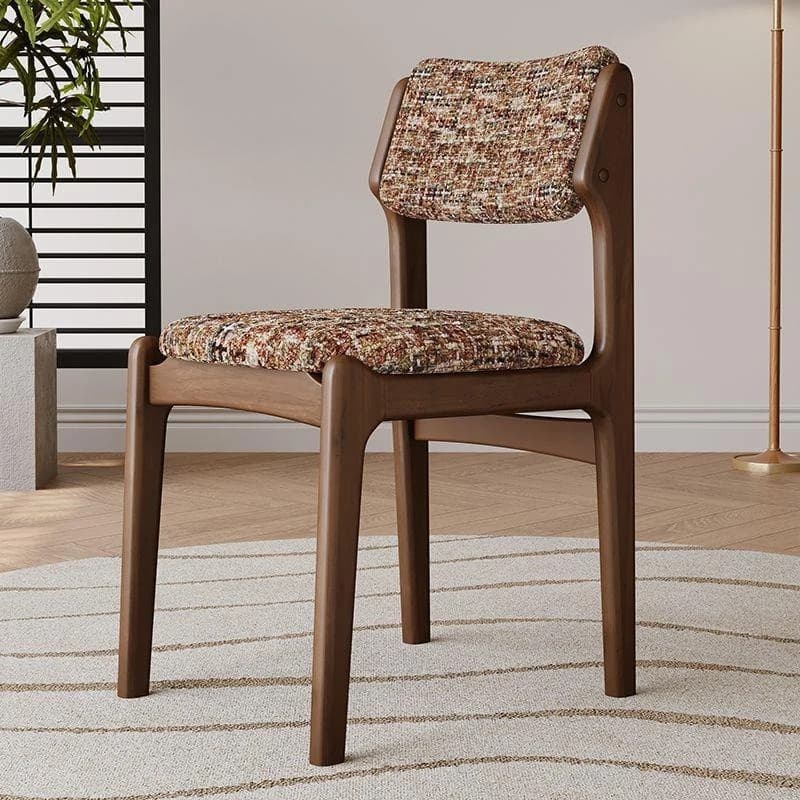 Nordic solid wood dining chair soft bag back chair home dining room living room chair simple modern French retro style fabric