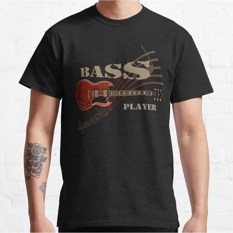 bass player Guitar Graphic T-Shirt for Music Lover Bassist Rock Music Unisex Short Sleeve Tee Vintage Musician Casual Tops S-6XL