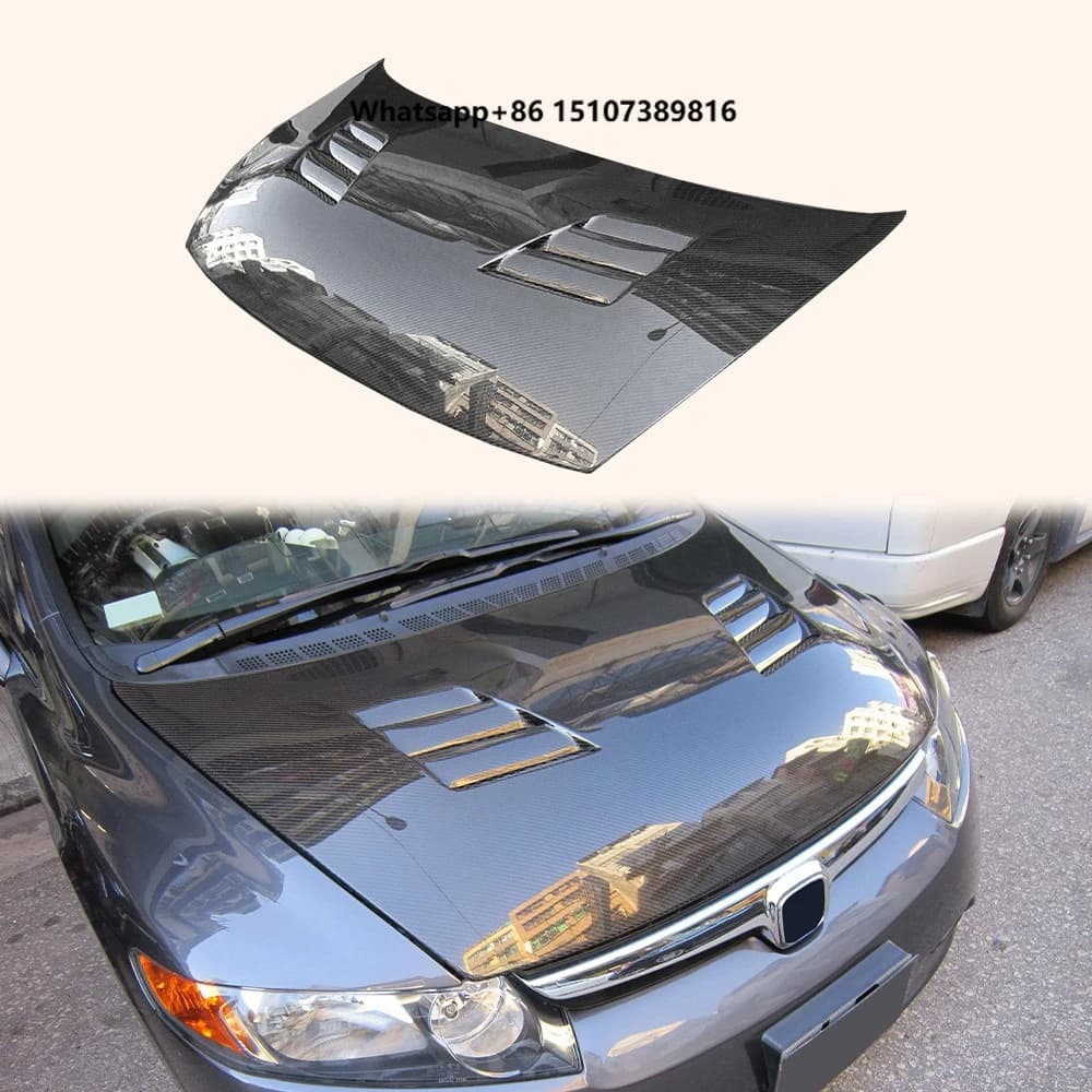 For FG2 06-11 SI Coupe Carbon Fiber V Style Front Vented Cooling Hood