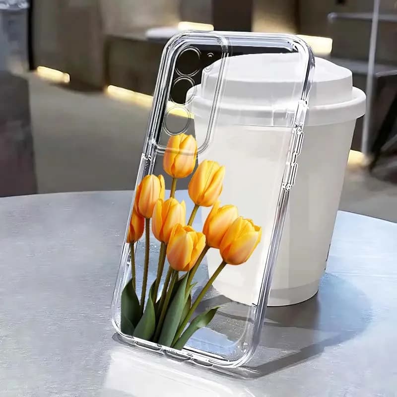Tulip Art Illustration For OPPO A11 A16 A55 A56 A57 A72 A52 A73 A74 A54 A76 A78 Find X5 X6 X7 Ultra Pro 5G Transparent Case