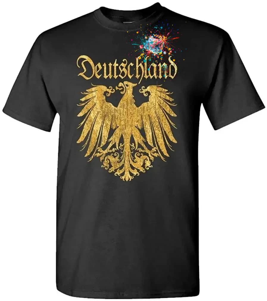 Deutschland Metallic Gold Reichsadler Printed Mens Gift T Shirt. Short Sleeve 100% Cotton Casual T-shirts Loose Top Size S-3XL