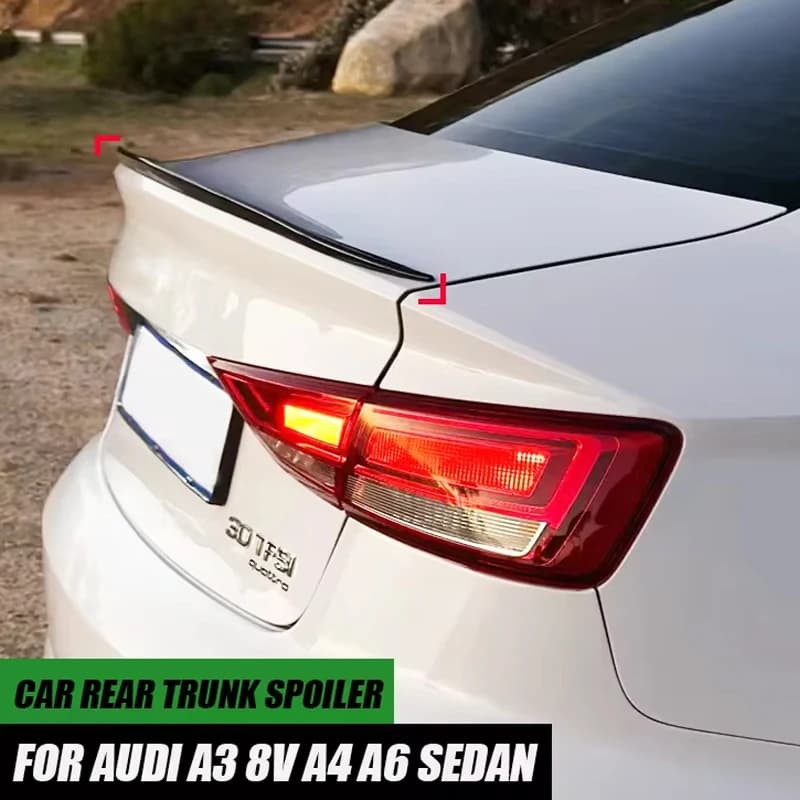 For Audi Accessories A3 8V A4 A6 2013-2020 Sedan Car Rear Trunk Spoiler Boot Wing Glossy Black Soft Plastic 121CM