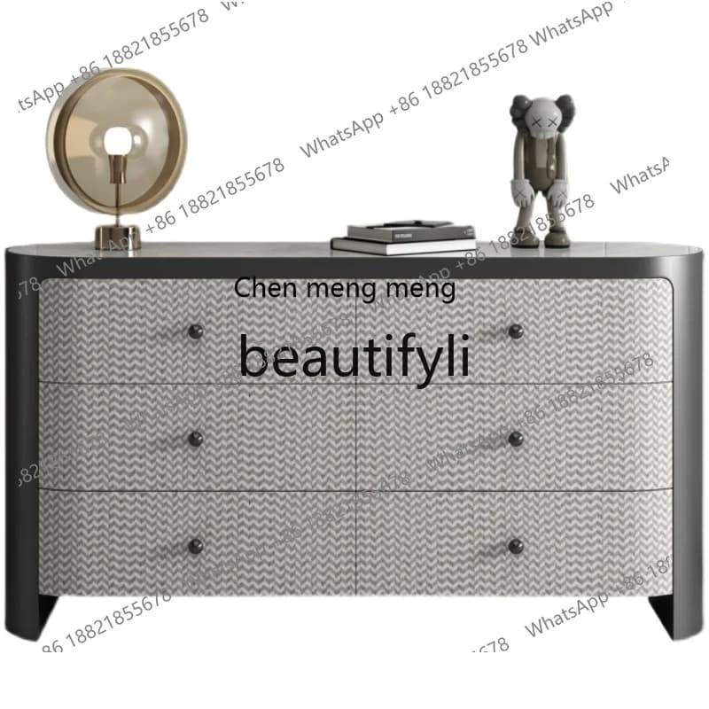 Italian light luxury chest modern minimalist, storage cabinet solid wood bedroom TV cabinet  R