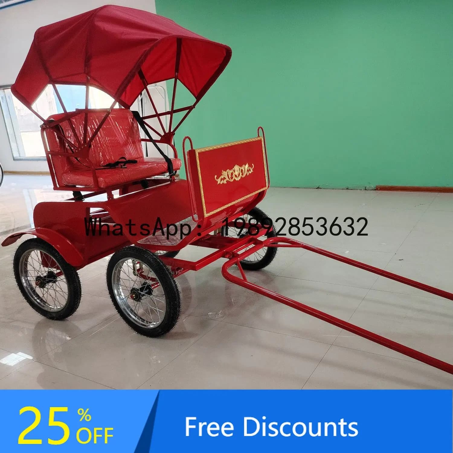 Four-Wheel Pony Car with Canopy and Seat Belt for Safety, Suitable for Scenic Parks and Sightseeing