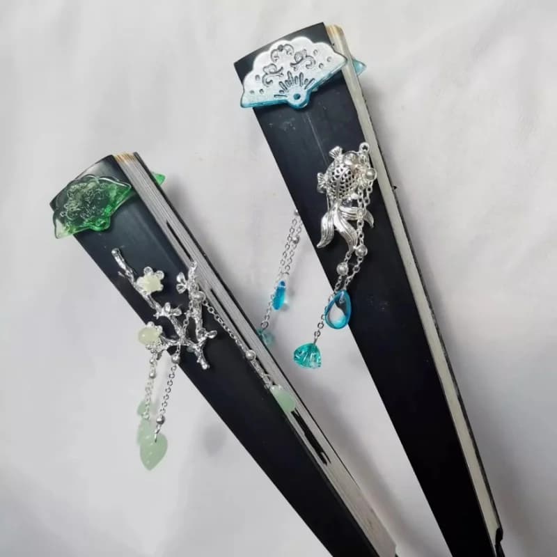 Feng Shi Fan Shui Shi Fan Qingxuan Gradient Folding Fan Handheld Folded Antiquity Cool Cloth Fan Dance Hand Fan Cosplay Gift﻿