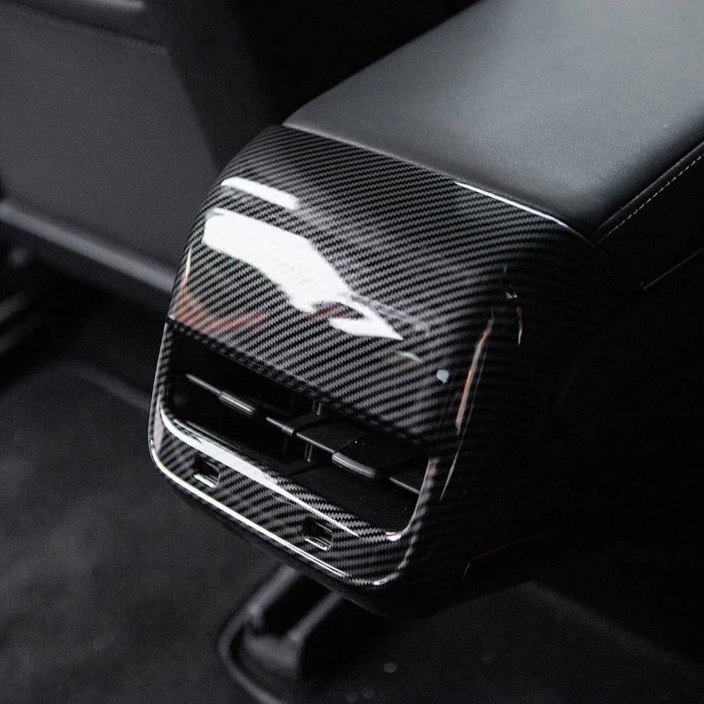 Car Interior Rear air outlet cover back exhaust vent cover Matte Carbon fiber ABS Trim For Tesla Model 3 Y 2016-2023