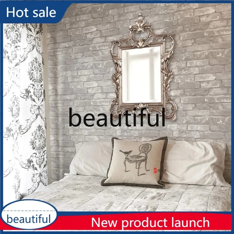 A17 French retro carved makeup mirror European luxury high-end bathroom vanity mirror Premium sense, fireplace decorative mirror