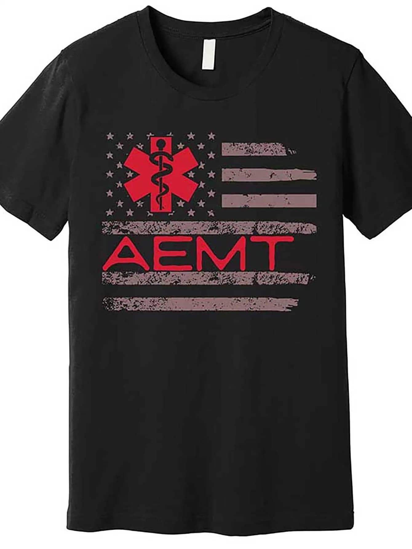 AEMT Medical Technician Star of Life Badge USA Flag T-Shirt 100% Cotton O-Neck Short Sleeve Summer Casual Mens T-shirt