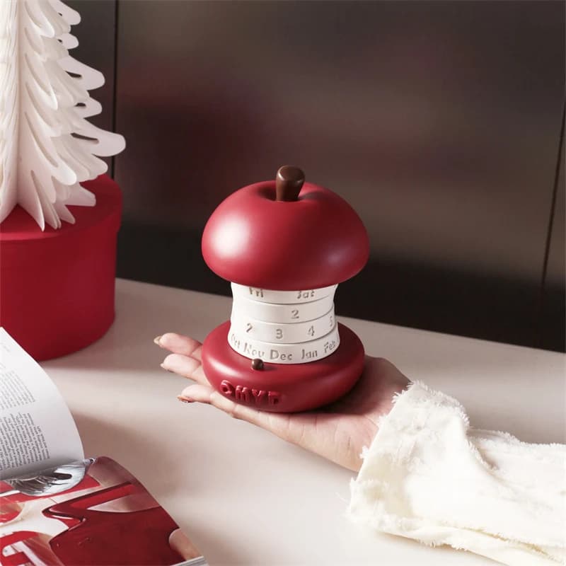 Creative Apple Rotating Calendar Desktop Decoration and Children's Birthday Gift with High Appearance Office Desk Calendar