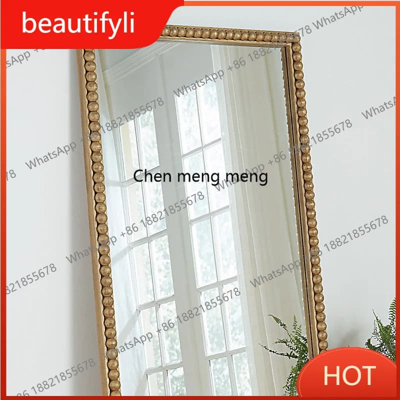 D80 French rectangular light luxury floor mirror dressing fitting mirror home living room full body mirror