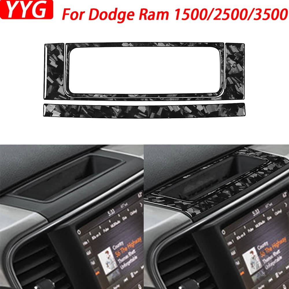 For Dodge Ram 1500 2500 3500 2013-2018 Accessories Forged Carbon Fiber Dashboard Storage Box Panel Cover Car Interior Sticker