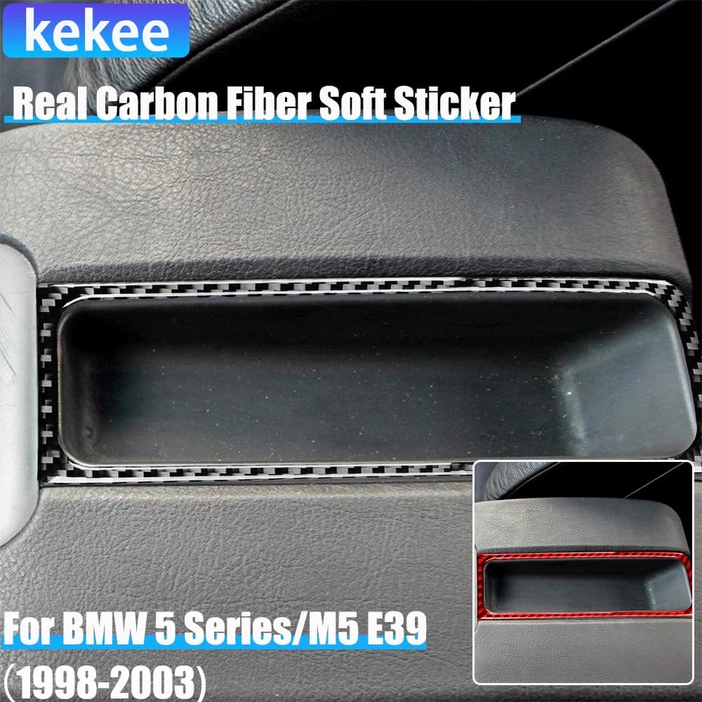 Real Carbon Fiber Car Accessories Center Storage Frame Cover Soft Sticker For BMW 5 Series/M5 E39 1998 1999 2000 2001 2002 2003