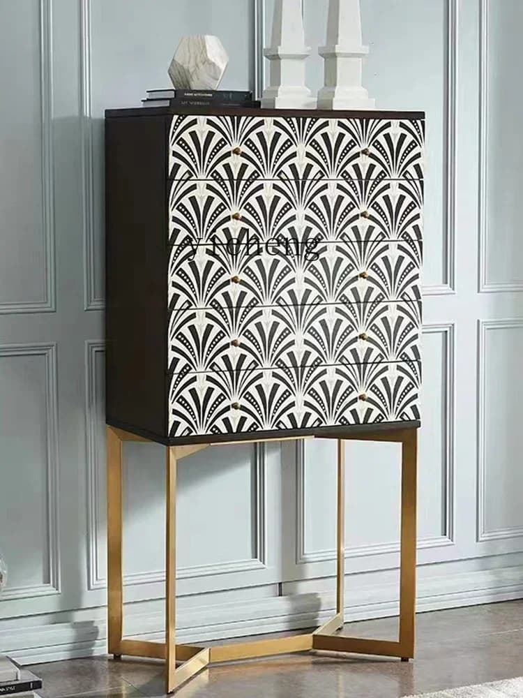v9.9-American Style Light Luxury Solid Wood Chest of Drawers Decorative Cabinet Bedroom Storage Tall Cabinet Wall-Mounted Drawer