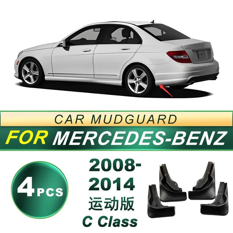 For Mercedes Benz C Class Sport 2008-2014 Upgrade Mud Flaps 4Pcs Anti Splash Splash Guards Enhanced Sport Package