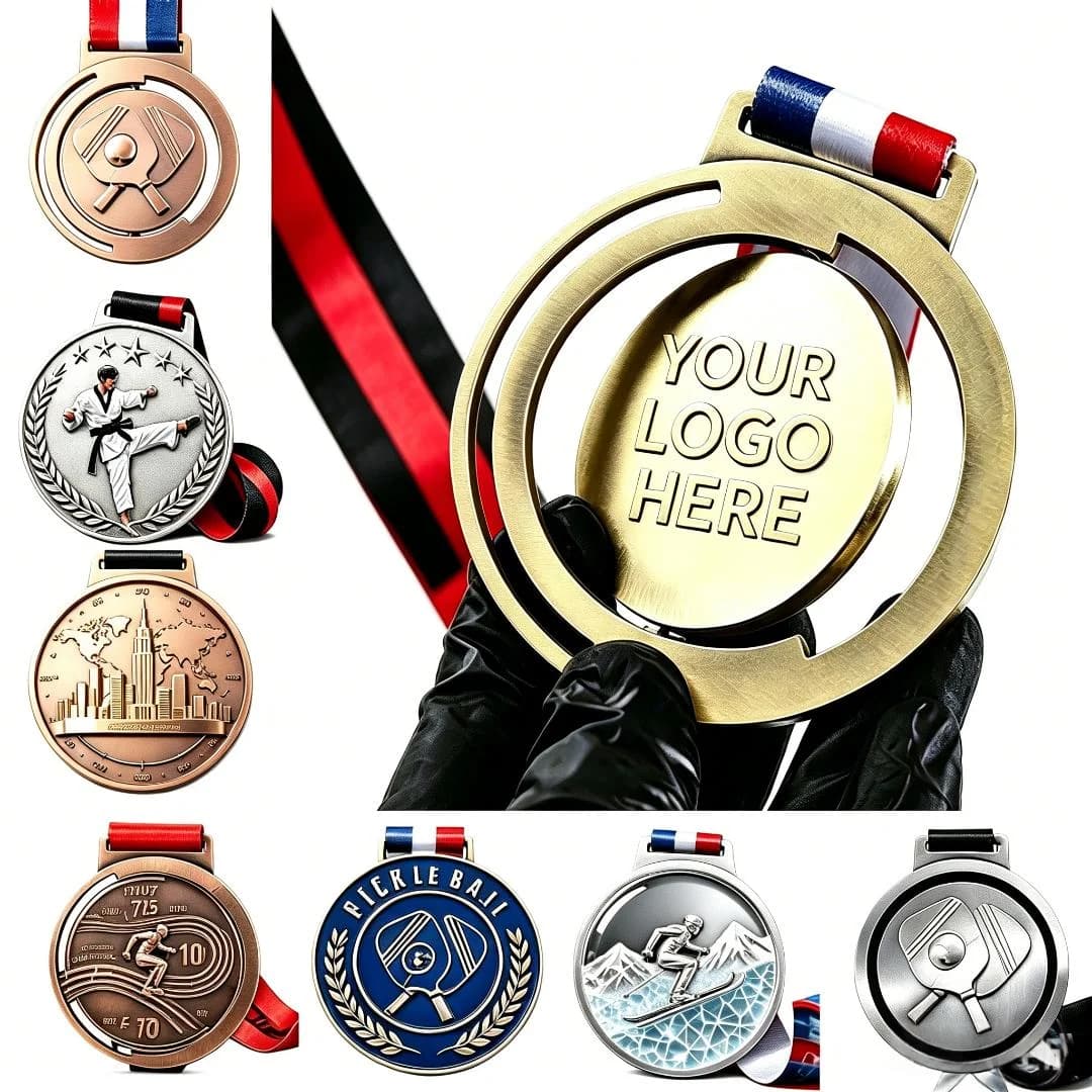Rotatable Custom Award Medals Wear-Resistant Zinc Alloy Medal for Running Taekwondo Skiing Road Cycling Sports