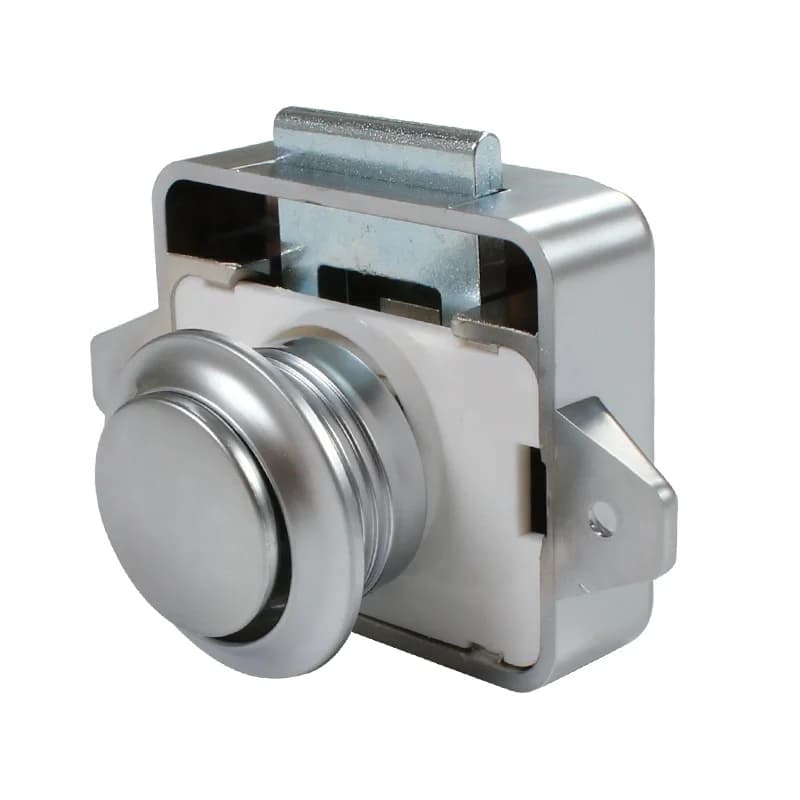 HEYRV Factory Price in Storage High Quality Cut-out Size 26mm 10pcs/box Silver Color Push Knob Lock RV Cabinet Push Lock Caravan