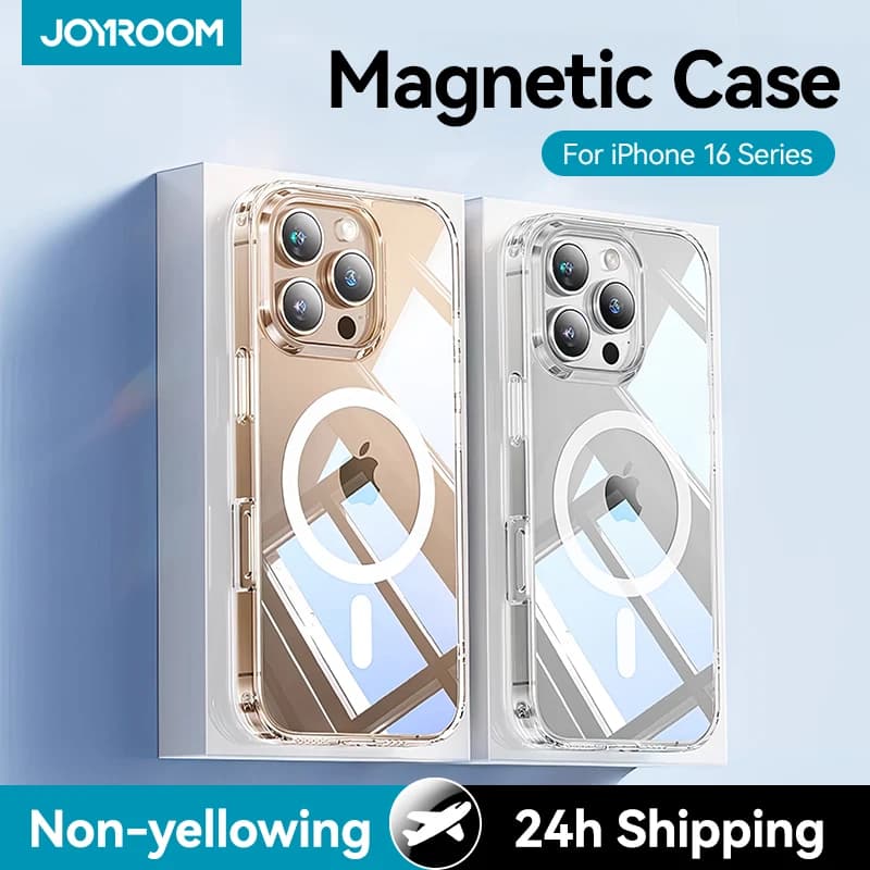 Joyroom Magnetic Case For iPhone 16 Pro Max Case Transparent Cover For iPhone 15 Pro Wireless Charger Magnet Cover Anti Yellow