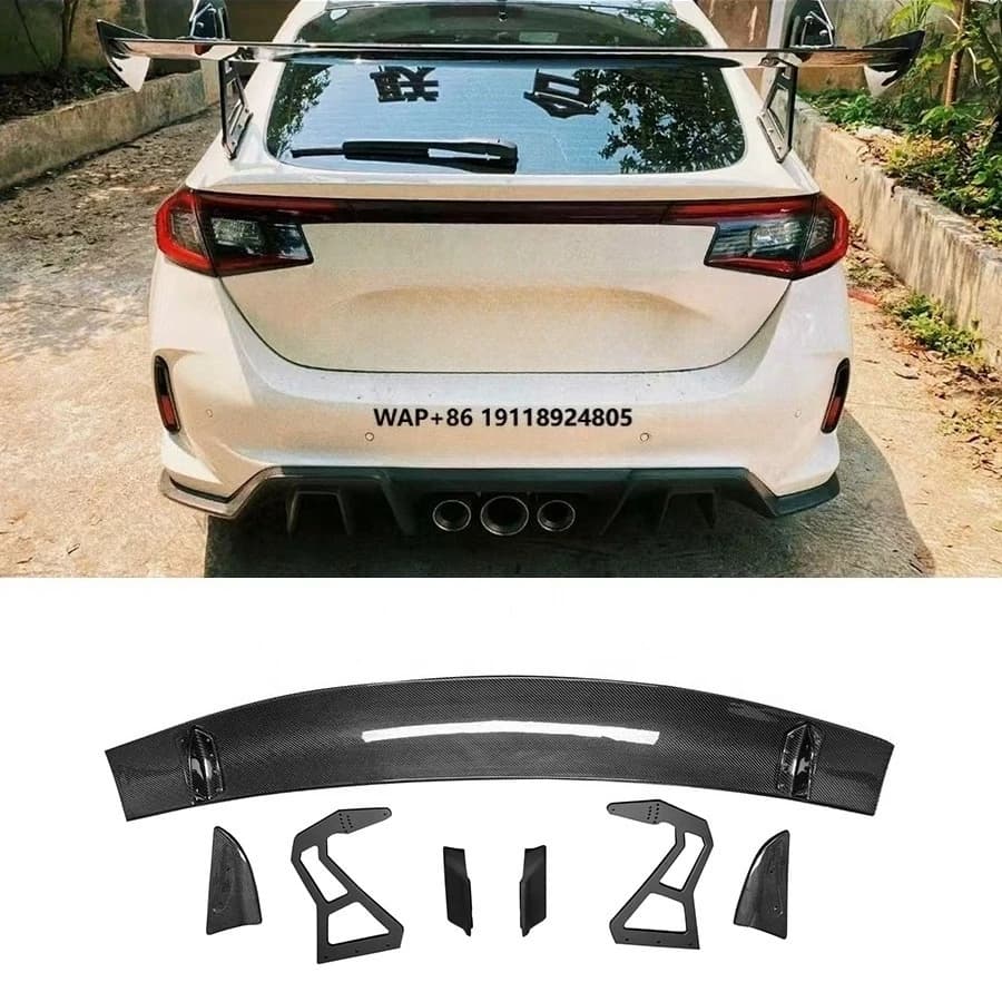 For  XI 11th Gen. Type R FL5 GT Carbon Fiber Rear Spoiler Bodykit SP Style Trunk Lip Swan Neck Wing Spoiler