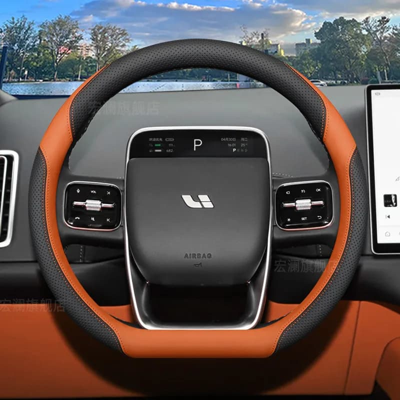 Leather Car Steering Wheel Cover For LiXiang ONE L6 L7 L8 L9 MEGA LEADING IDEAL 2023-2025 2026 Auto Steering Wheel Accessories