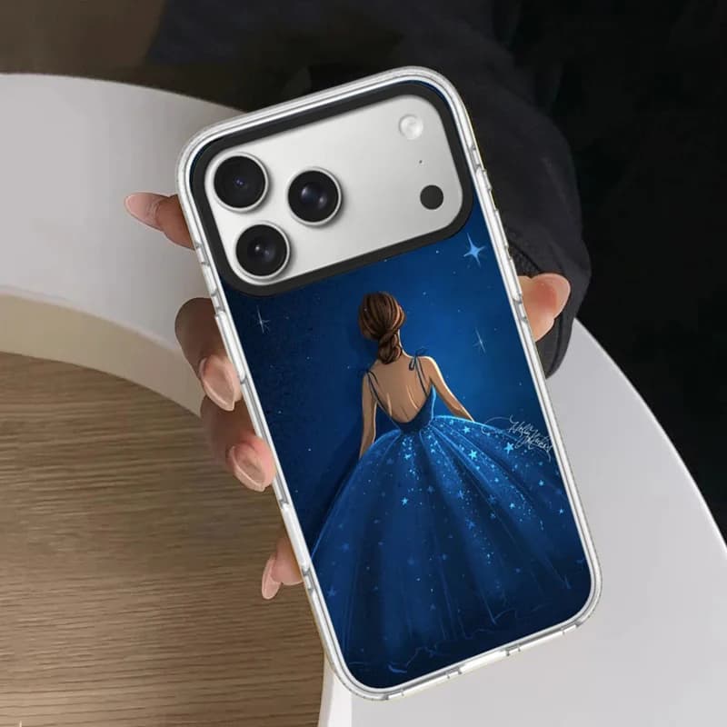 Dress Girl Pattern White Border Magnetic Cover for IPhone 12 13 14 15 16 17 Pro Max Case for IPhone 17 Air