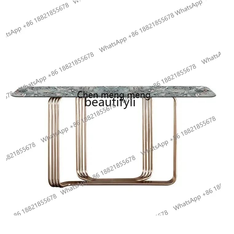 Q178 Italian light luxury entrance table against the wall stainless steel marble luxury stone entrance platform8578