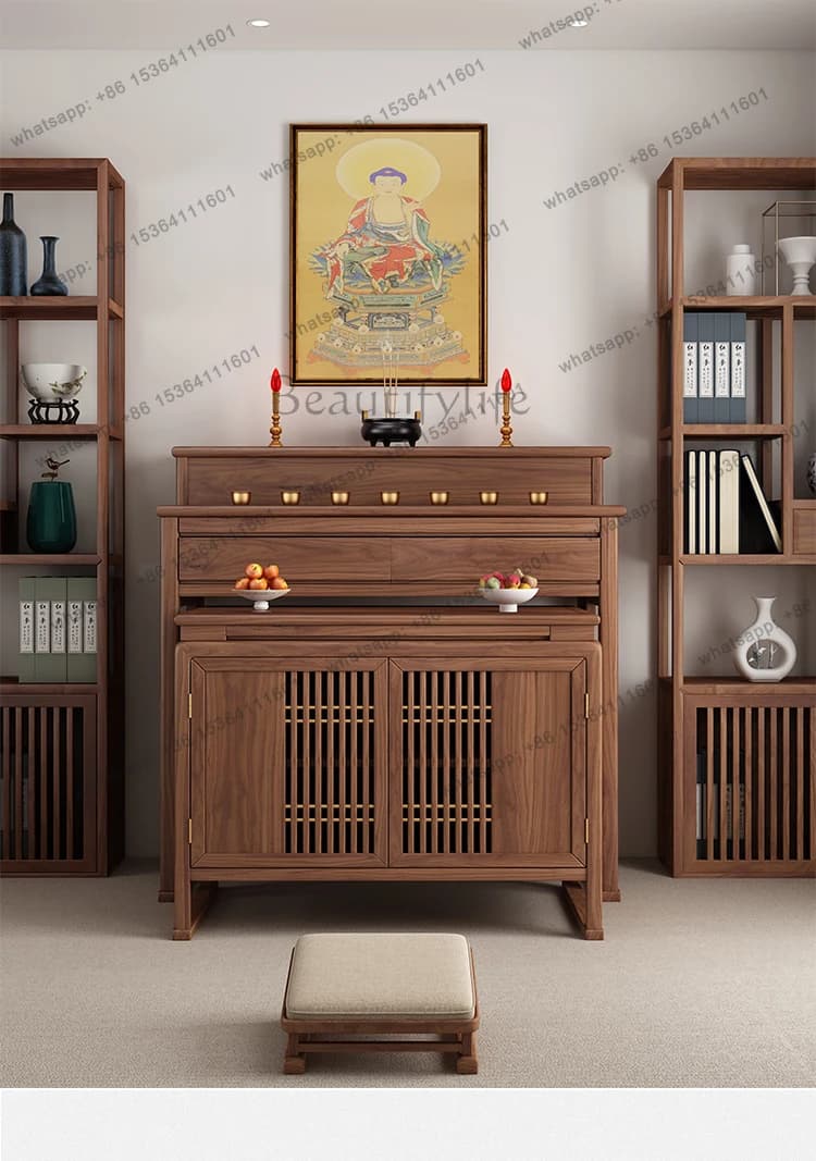 New Chinese Style Black Walnut Buddhist Hall Worship Table Buddha Shrine Buddhist Shrine Altar Guanyin God of Wealth Table