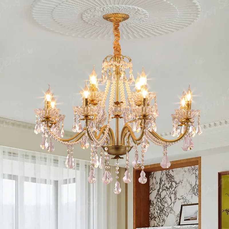 American crystal chandelier light luxury atmosphere creative villa bedroom living room main light French design