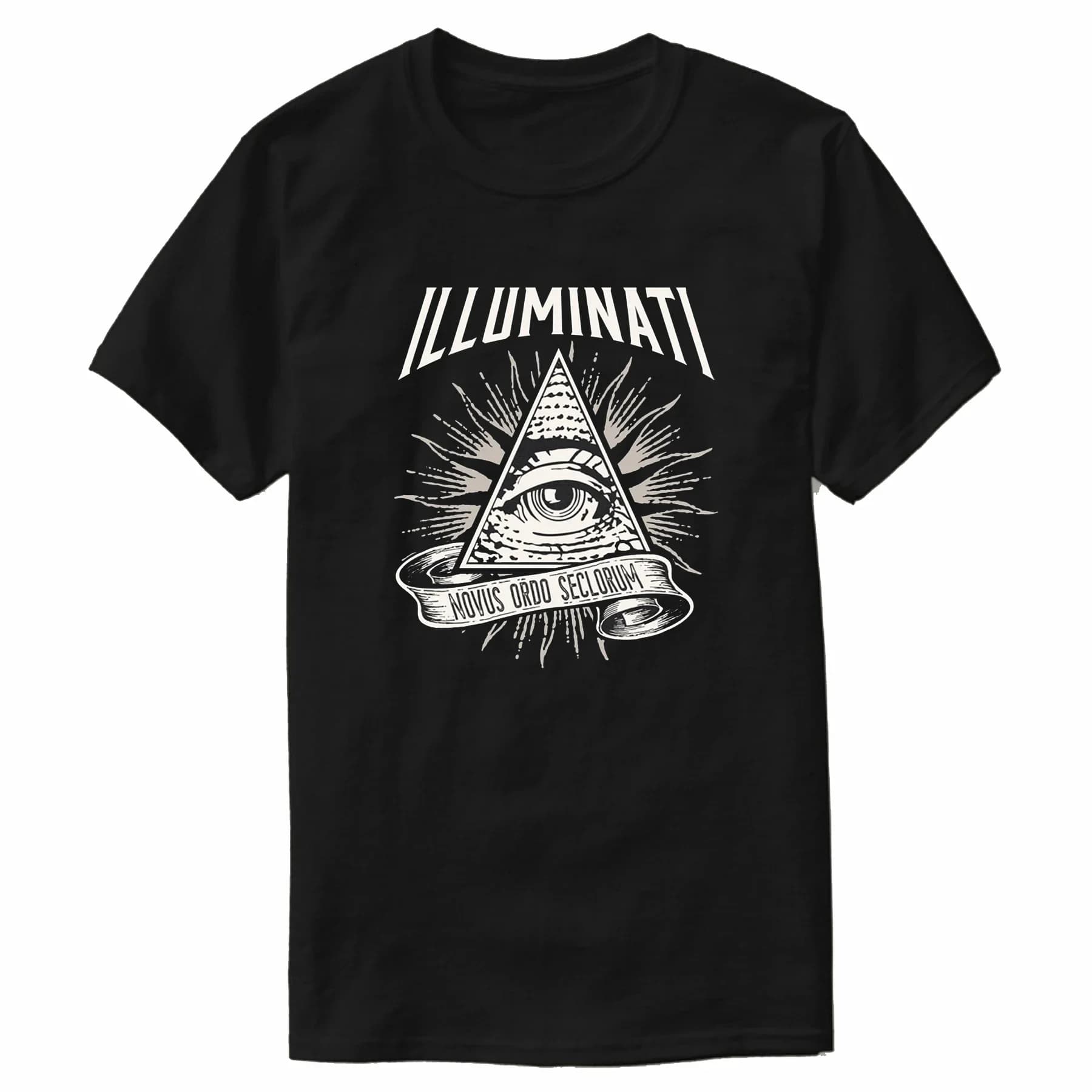 Illuminati New World Order Design, Eye of Providence T-Shirt 100% Cotton O-Neck Short Sleeve Casual Mens T-shirt Size S-3XL