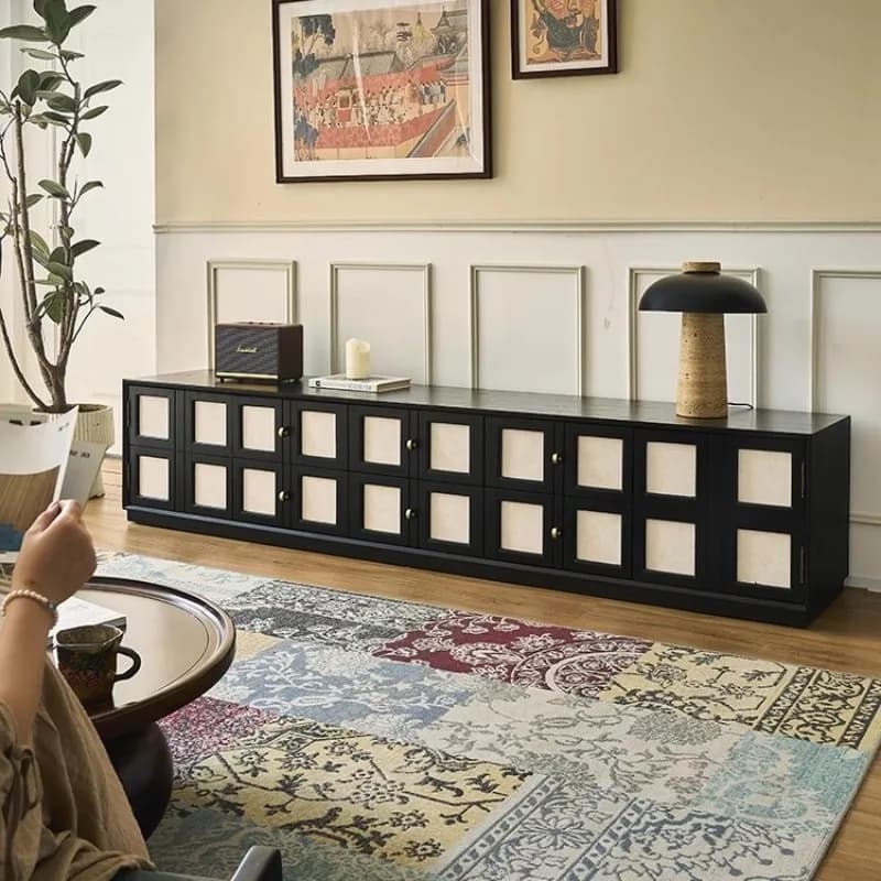 Household small apartment Nanyang style locker living room retro floor audio-visual cabinet