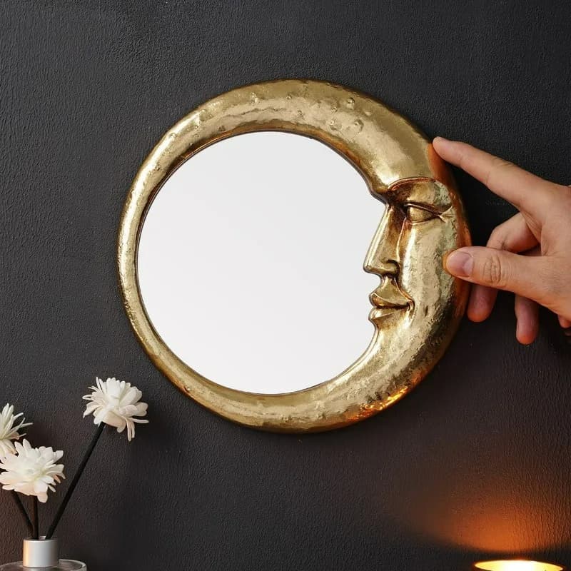 Creative Crescent Moon Decorative Mirrors Unique Three-dimensional Moon Shape Hanging Mirror Bedroom Dresser Makeup Mirrors