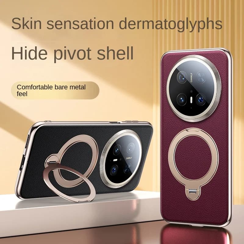 For Mate 80 70 60 Pro RS Premium Leather 360° Rotating Stand Full Lens Protection Phone Case For Huawei P70 P80 P90 ProMax Ultra