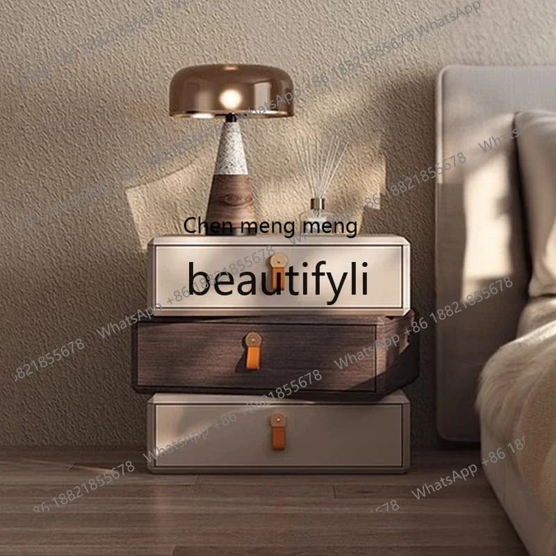 N178 G  Bedside table Liht luxury minimalist rotatin solid wood bedside cabinet New simple bedroom storae cabinet